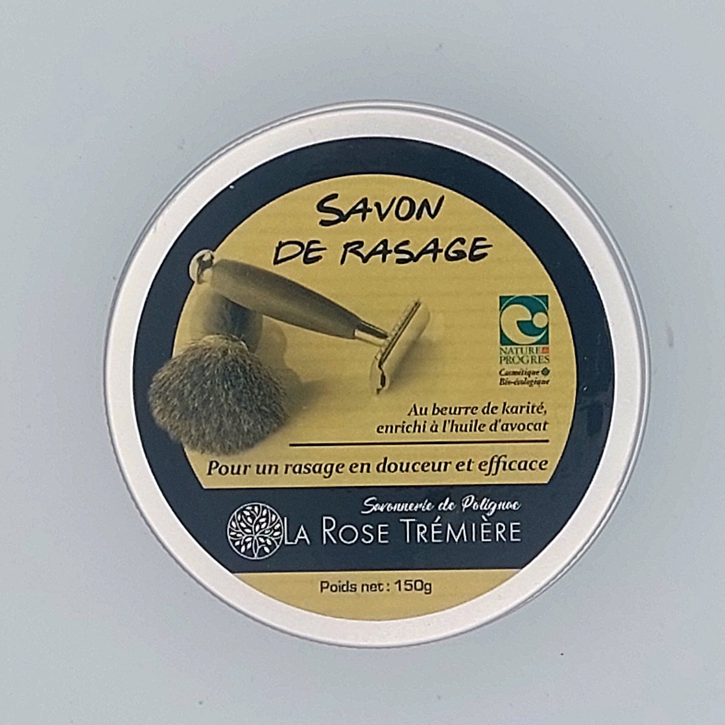 Savon de rasage biologique fabrication artisanale française - Haute-Loire - La Rose Trémière - certifié Nature et Progrès