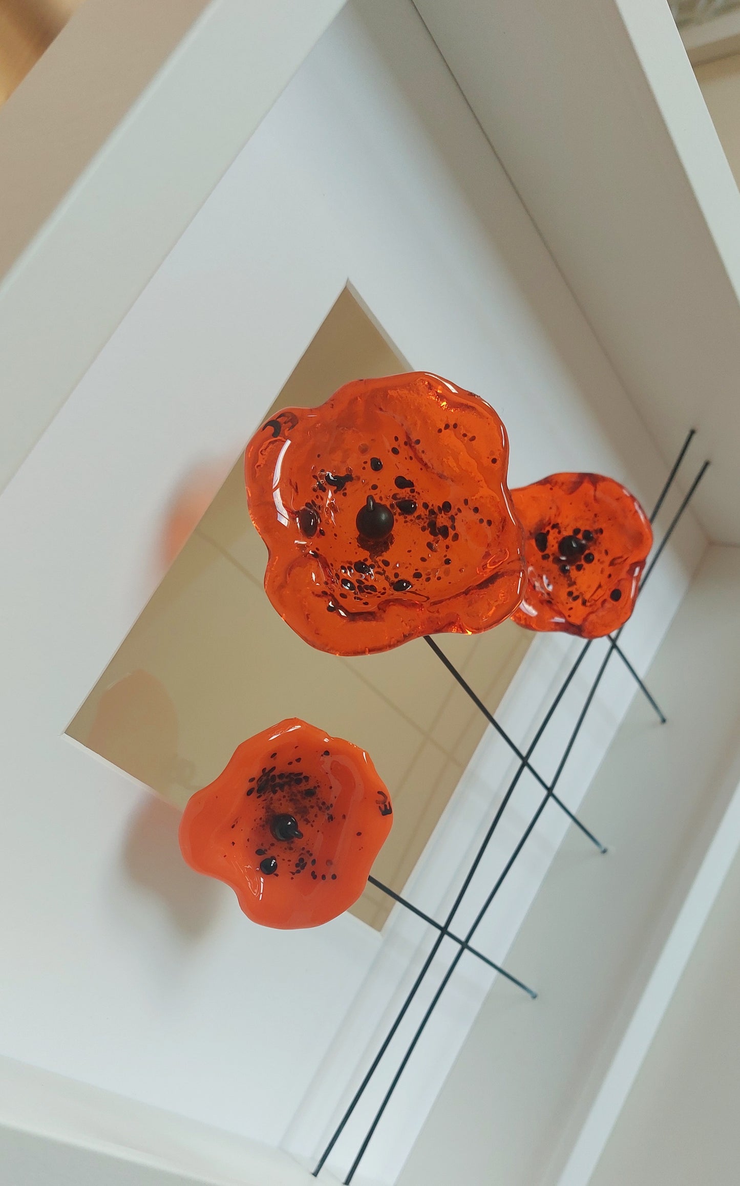cadre 3 fleurs verre fusing