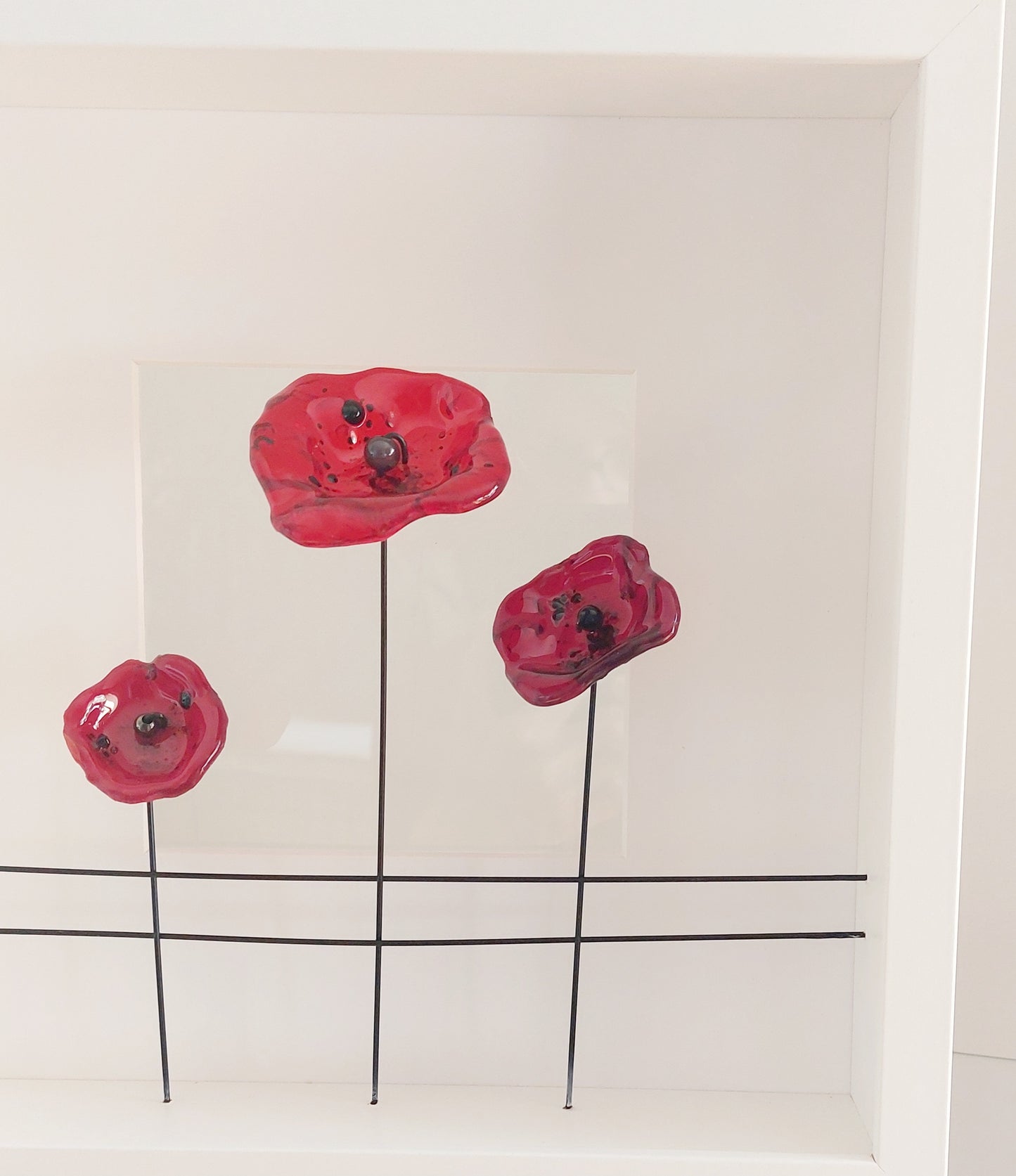 cadre 3 fleurs verre fusing