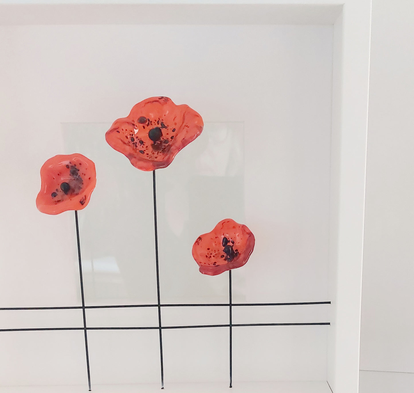 cadre 3 fleurs verre fusing