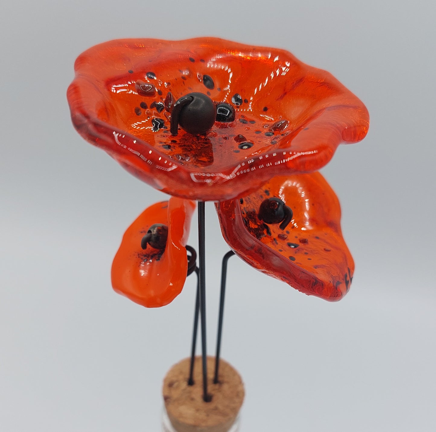 Vase magnétique 3 fleurs oranges