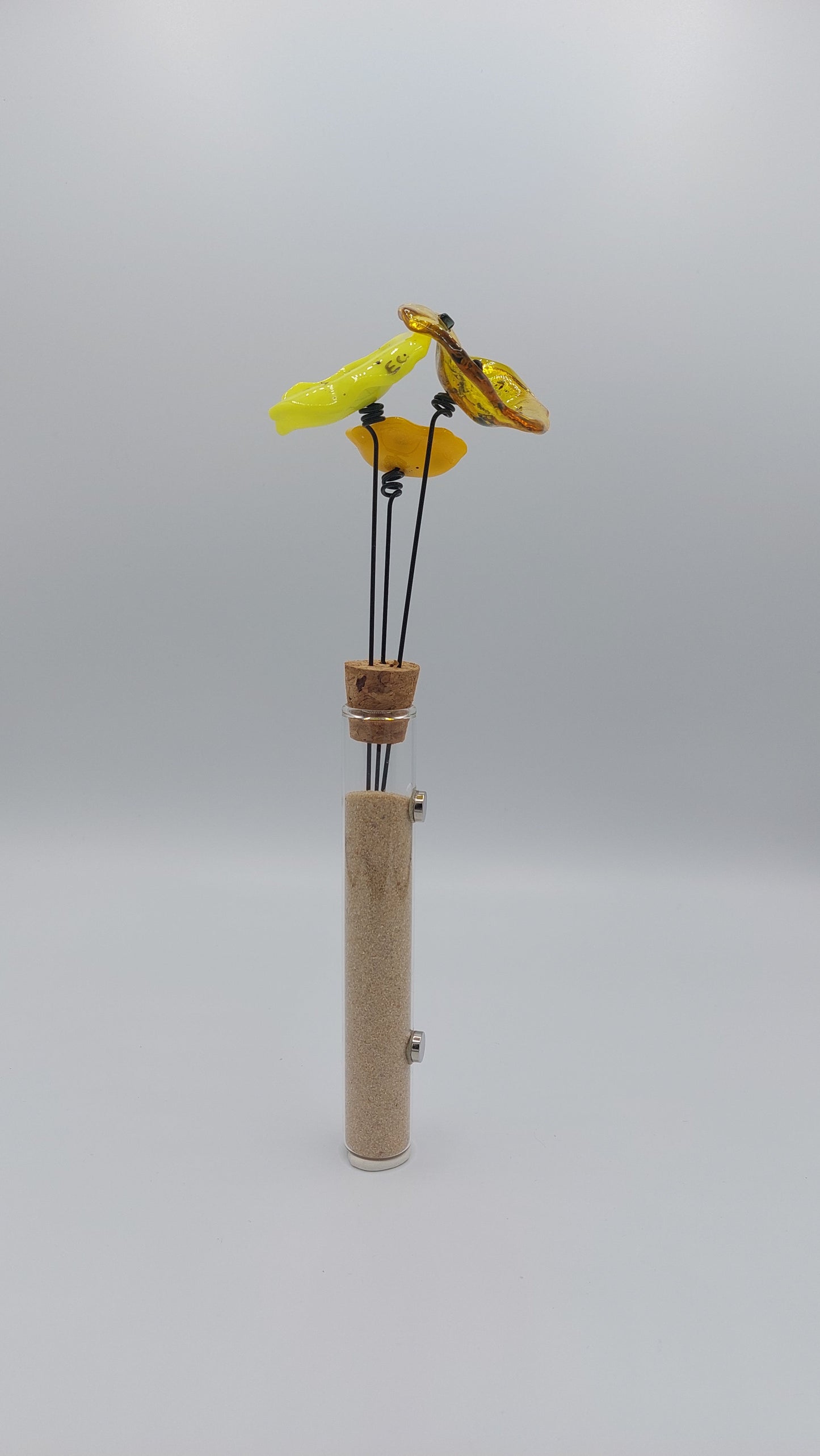 Vase magnétique 3 fleurs Jaunes