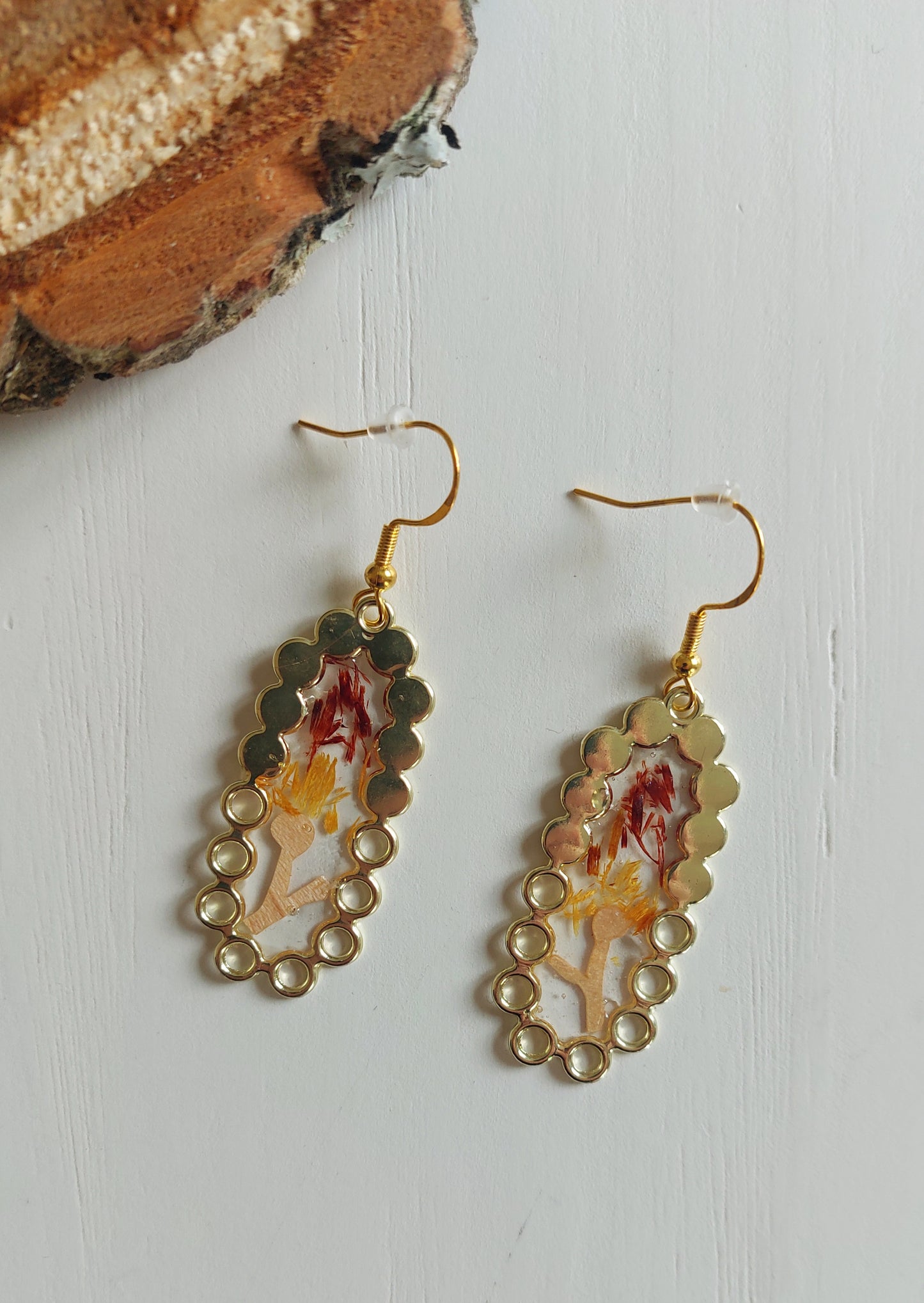 boucles d’oreilles résine et bois artisanat france