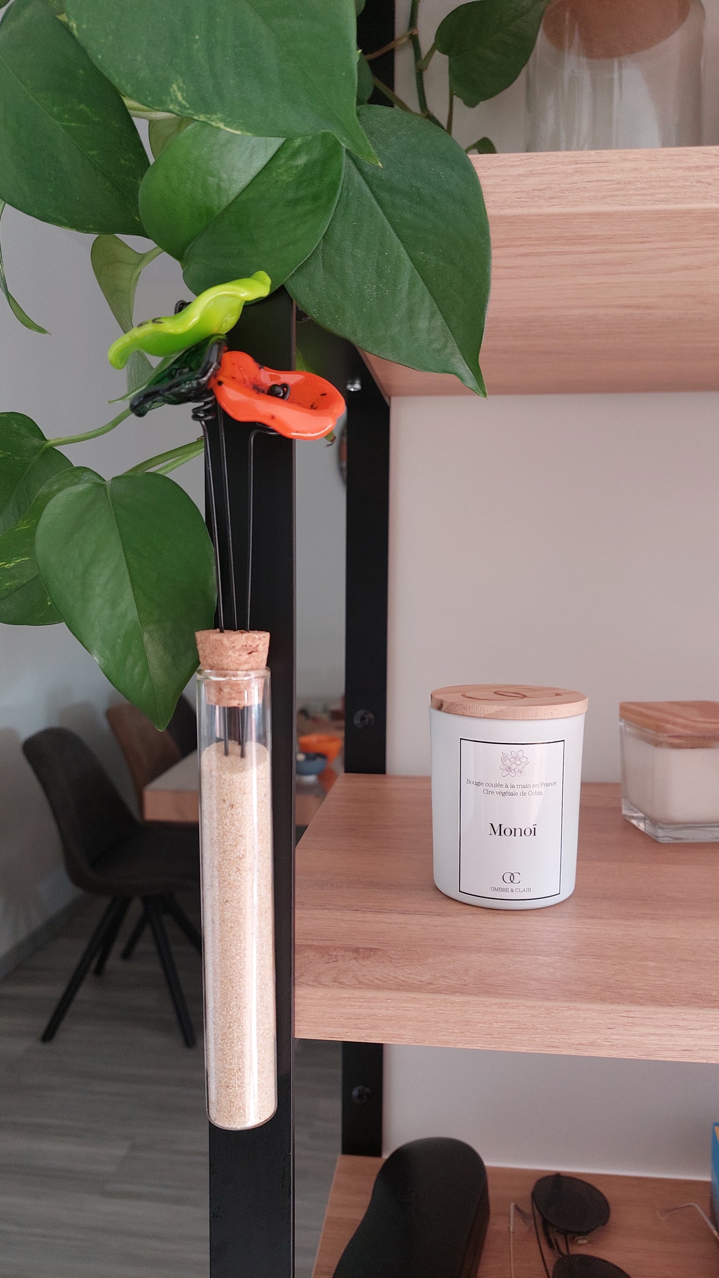 vase magnétique fleurs de verre artisanat décoration