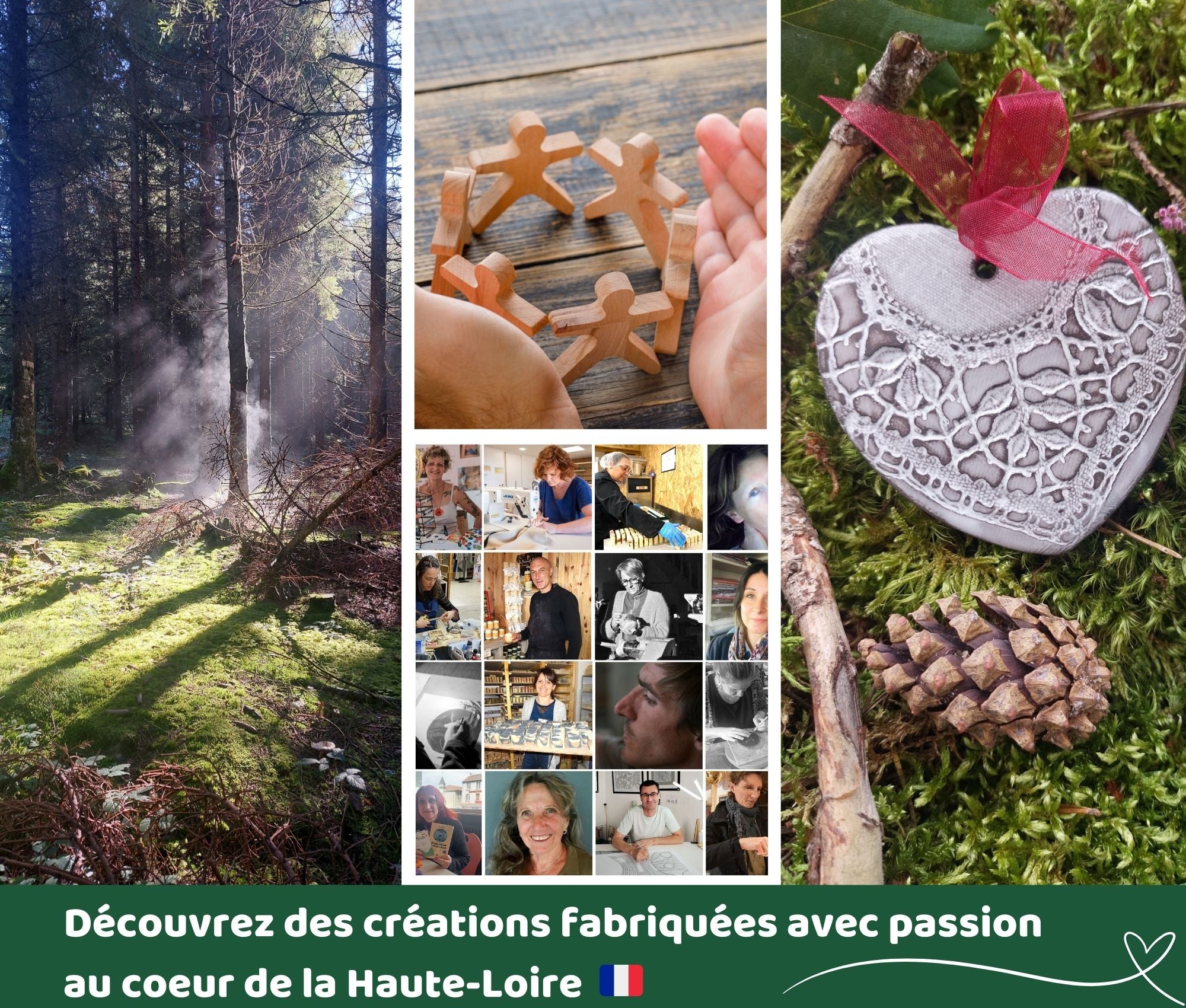 Découvrez des créations originales et uniques fabriquées au coeur de l'Auvergne, en Haute-Loire. Artisanat éthique et éco-responsable
