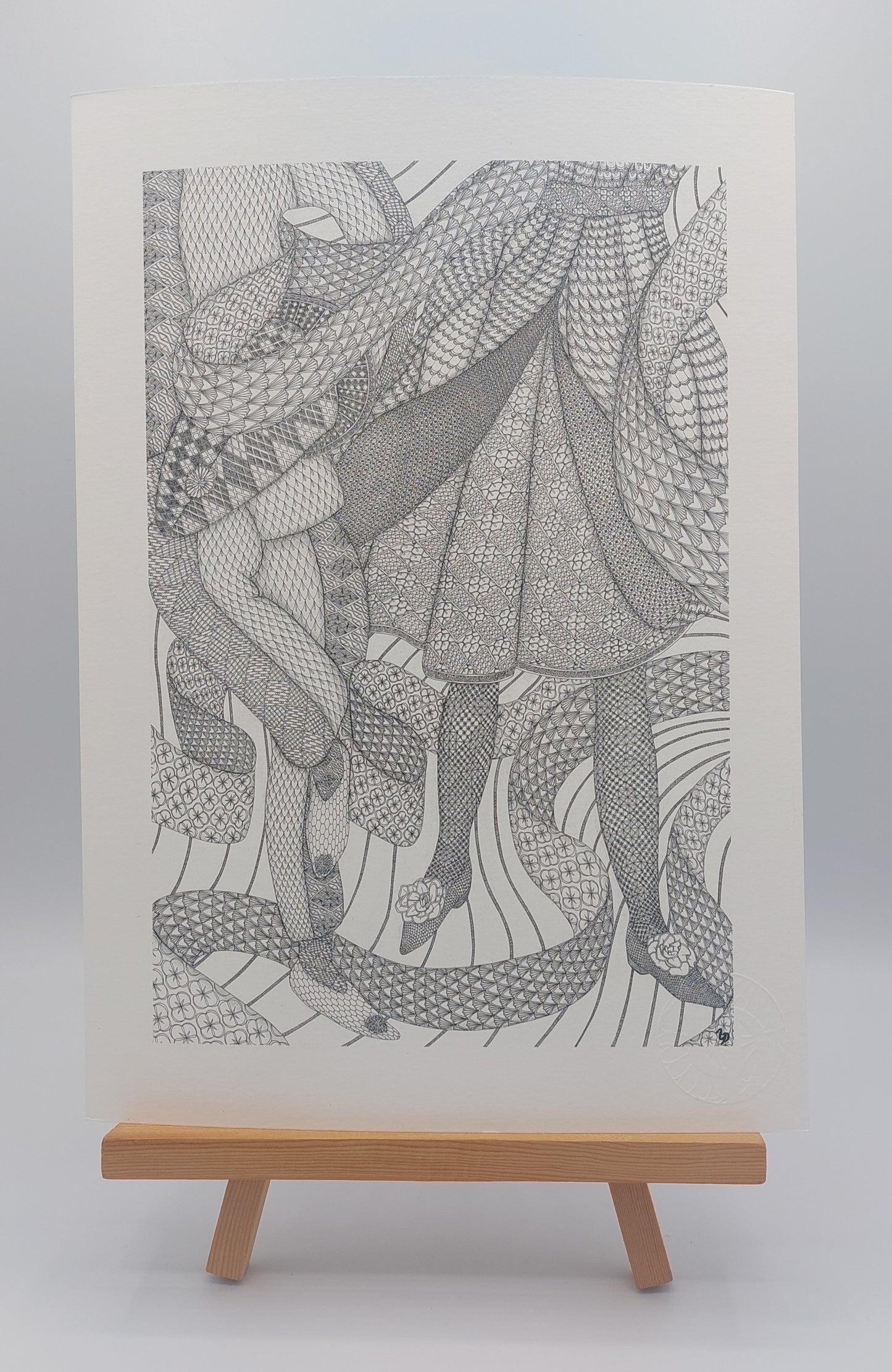 Affiche dessin dentelle A4 "Pierrot et Colombina"