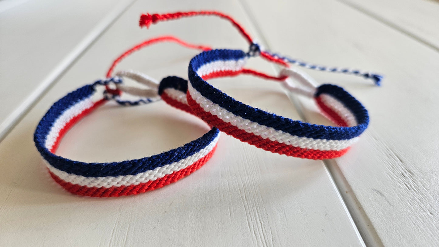 Bracelets brésiliens "Le Supporter Français" - couleurs bleu blanc rouge - bracelet fabriqué en France - tissé main - Bracelet porte-bonheur - Coupe du Monde Supporter France