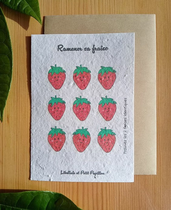 cartes-jeux pour enfants thème papillons, libellules, fraises, choux. idées originales pour accompagner un cadeau. carte anniversaire, carte noel enfant - carte à planter