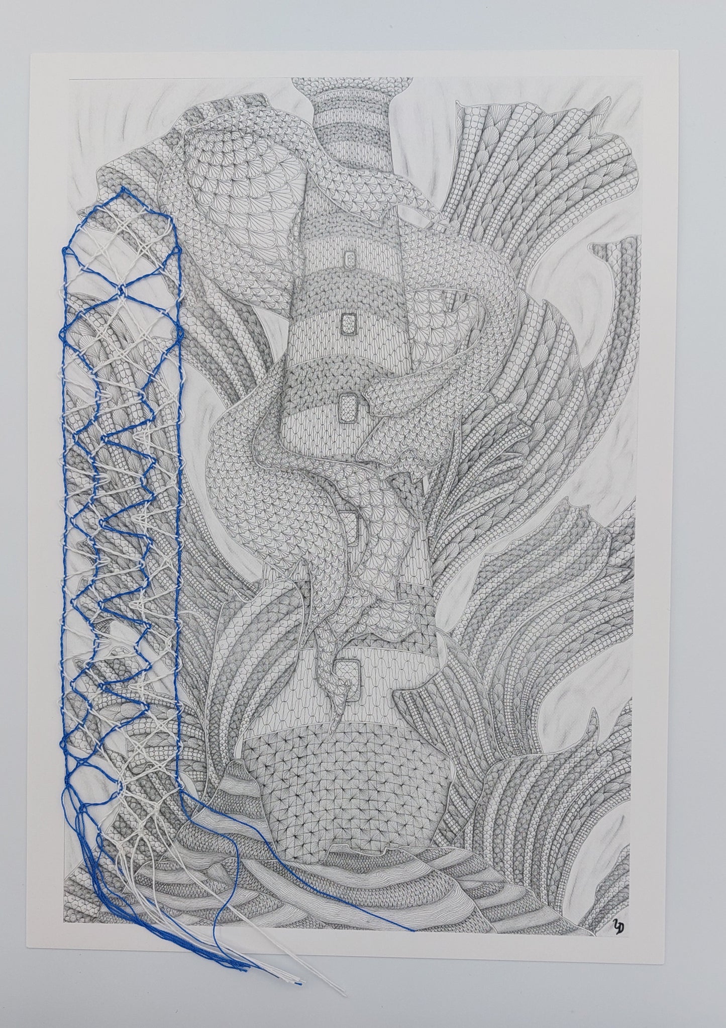 Carte postale A5 et marque-page dentelle fait-main
