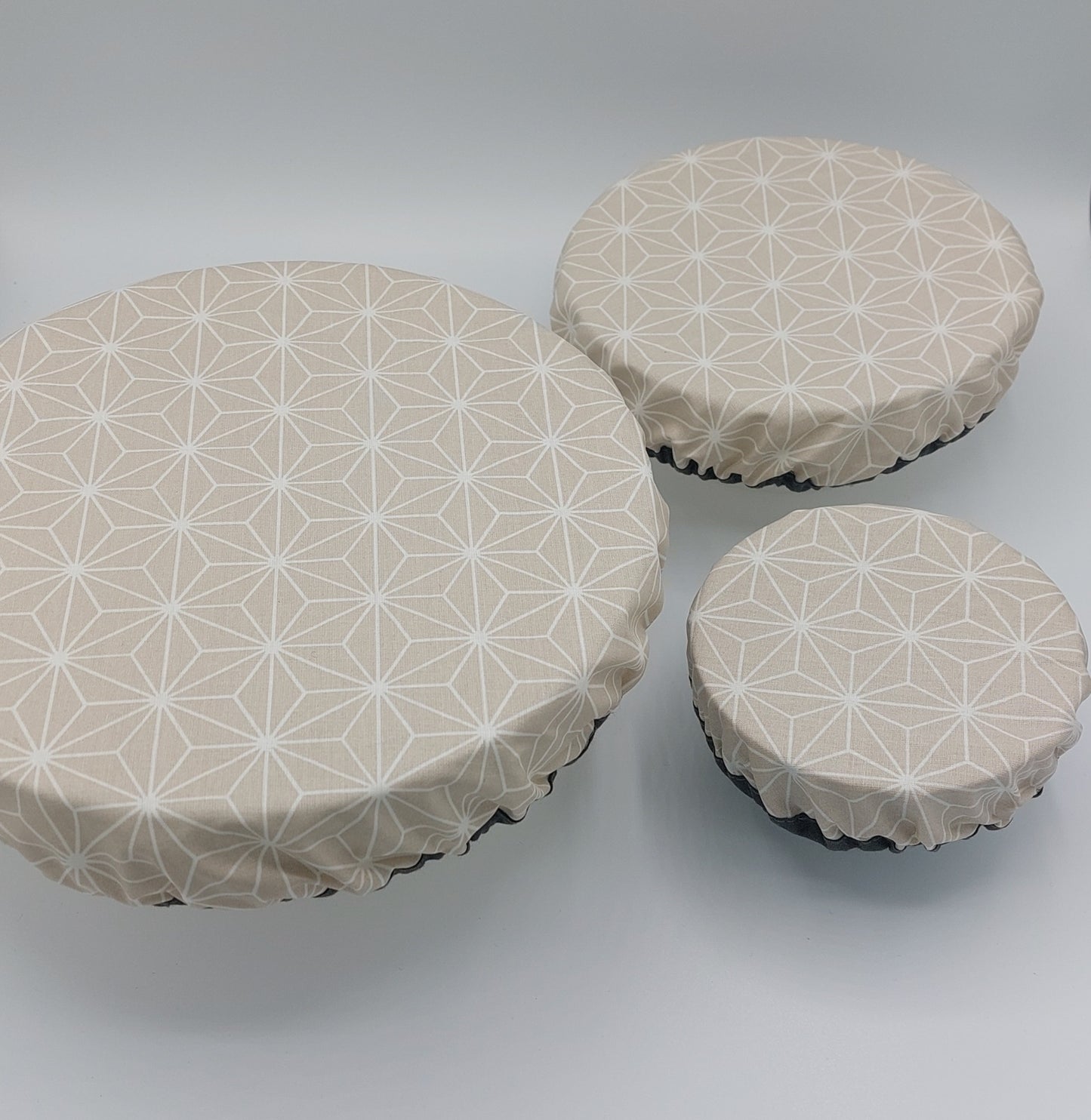 lot de 3 charlottes couvre-plat coton enduit - alternative zéro déchet