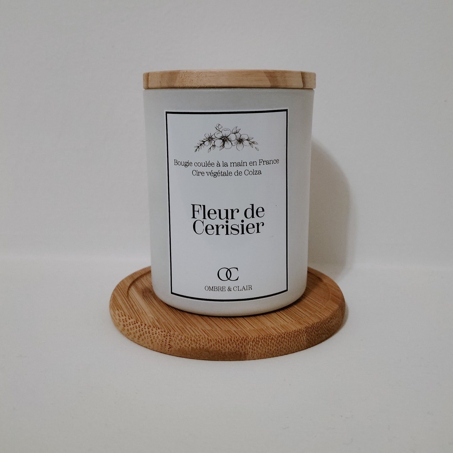 Bougie végétale à la cire de colza - parfum de grasse Fleur de cerisier - artisanat haute-loire