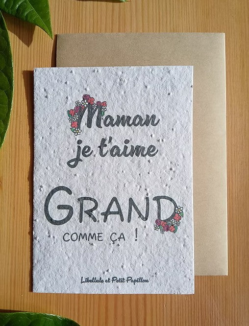 Cartes postales à planter - thème Maman - spéciale fêtes des Mères- cartes ensemencées de graines de fleurs à planter - message à personnaliser