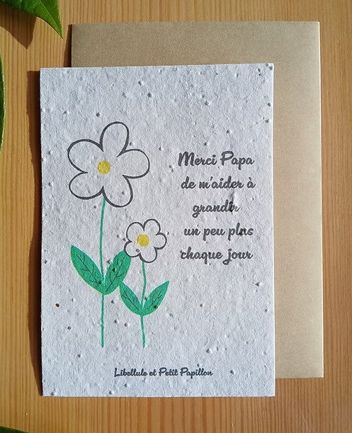 Cartes postales à planter - thème Papa - spéciale fêtes des Pères- cartes ensemencées de graines de fleurs à planter - message à personnaliser