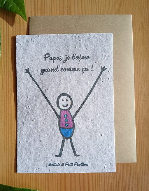 Cartes postales à planter - thème Papa - spéciale fêtes des Pères- cartes ensemencées de graines de fleurs à planter - message à personnaliser
