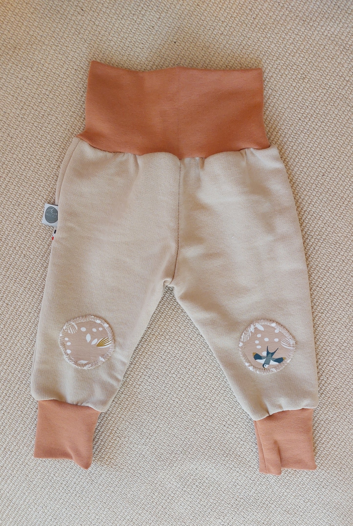 Sarouel évolutif bébé 3-12 mois coton bio fabrication éthique et artisanale française ( Haute-Loire)