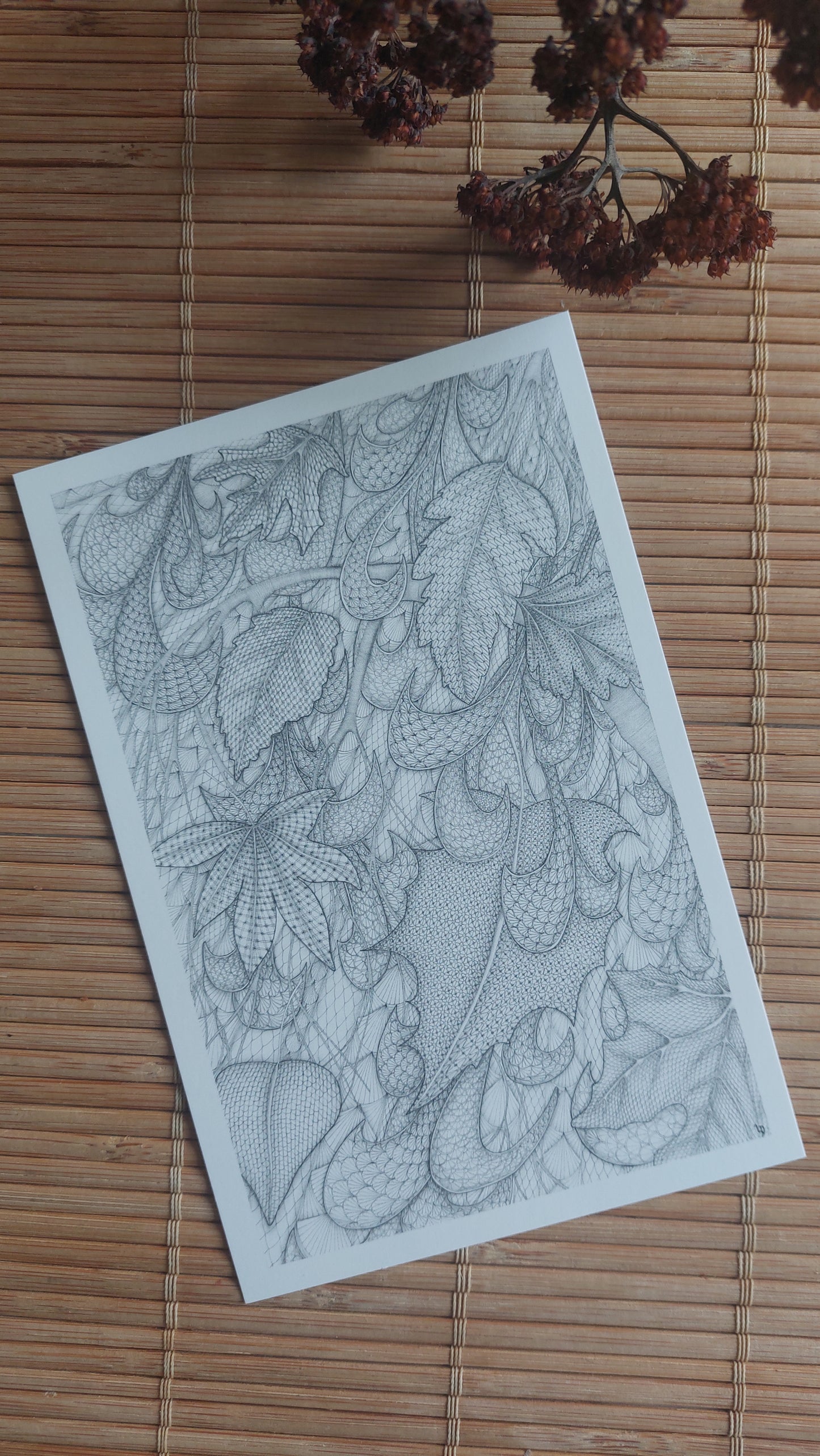 Carte personnalisable "automne" Le Dentelier - art dessin dentelle
