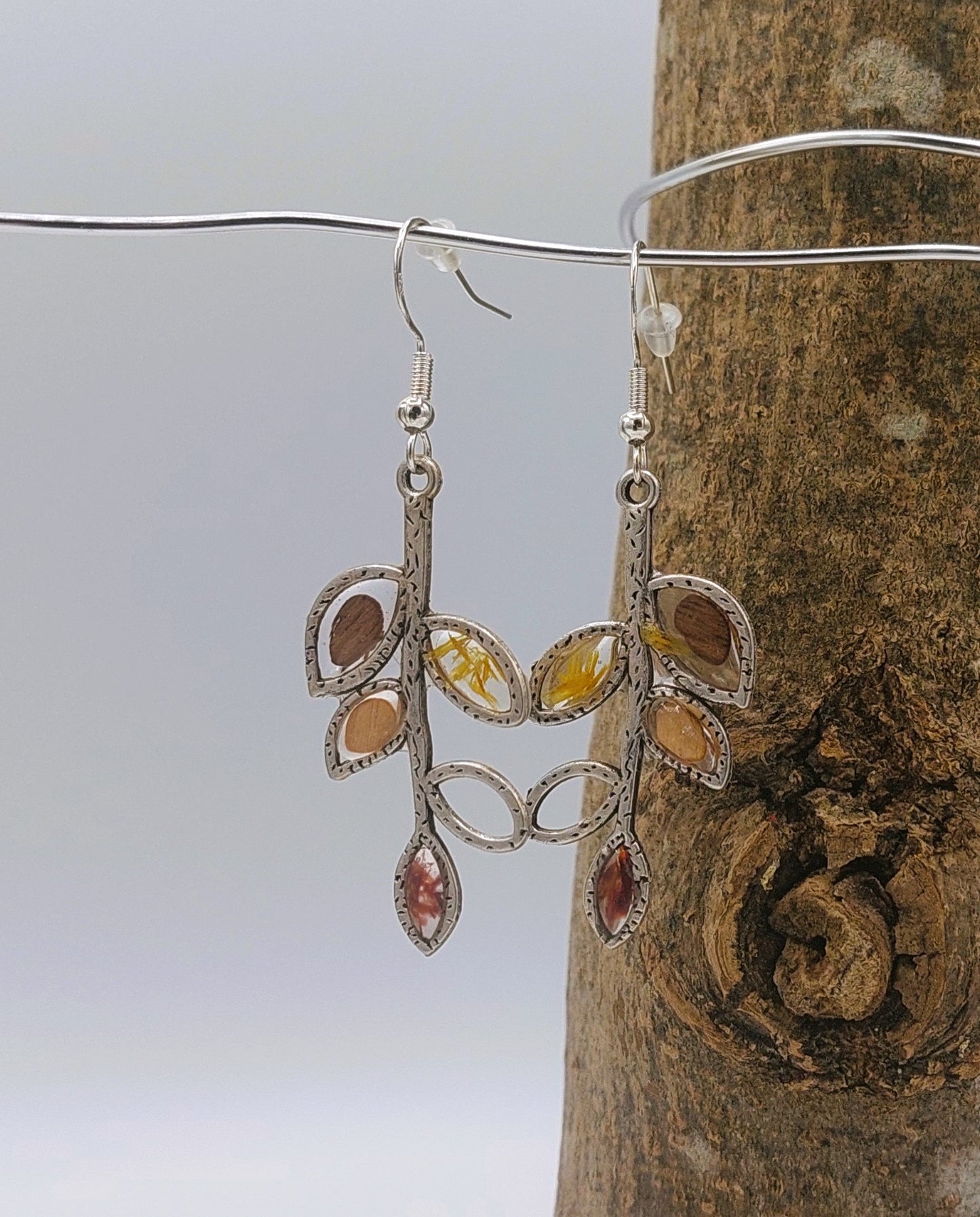 Boucles d'oreilles bois et résine