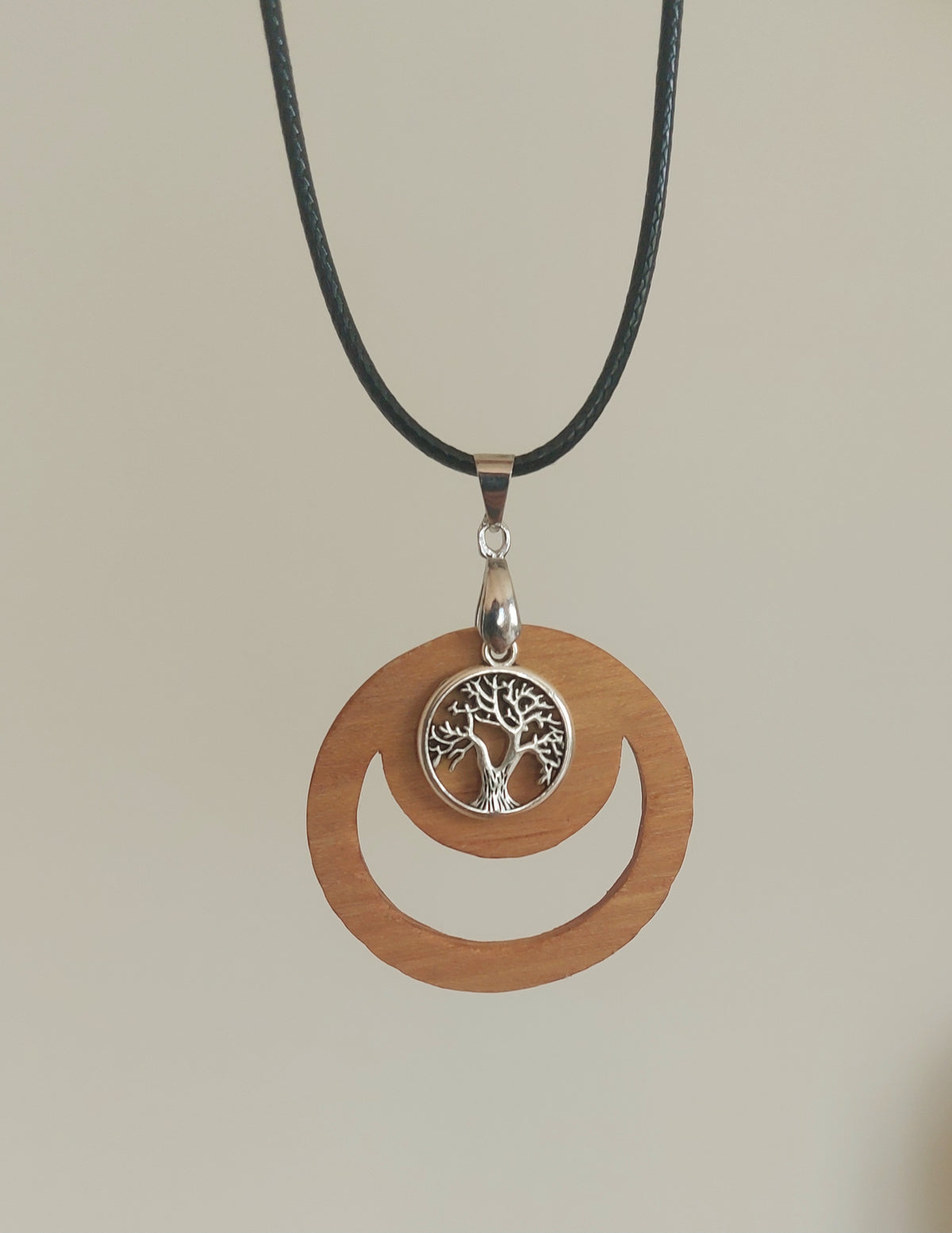 Collier Arbre De Vie En Bois - Pendentif 6cm Sur Cordon Réglable