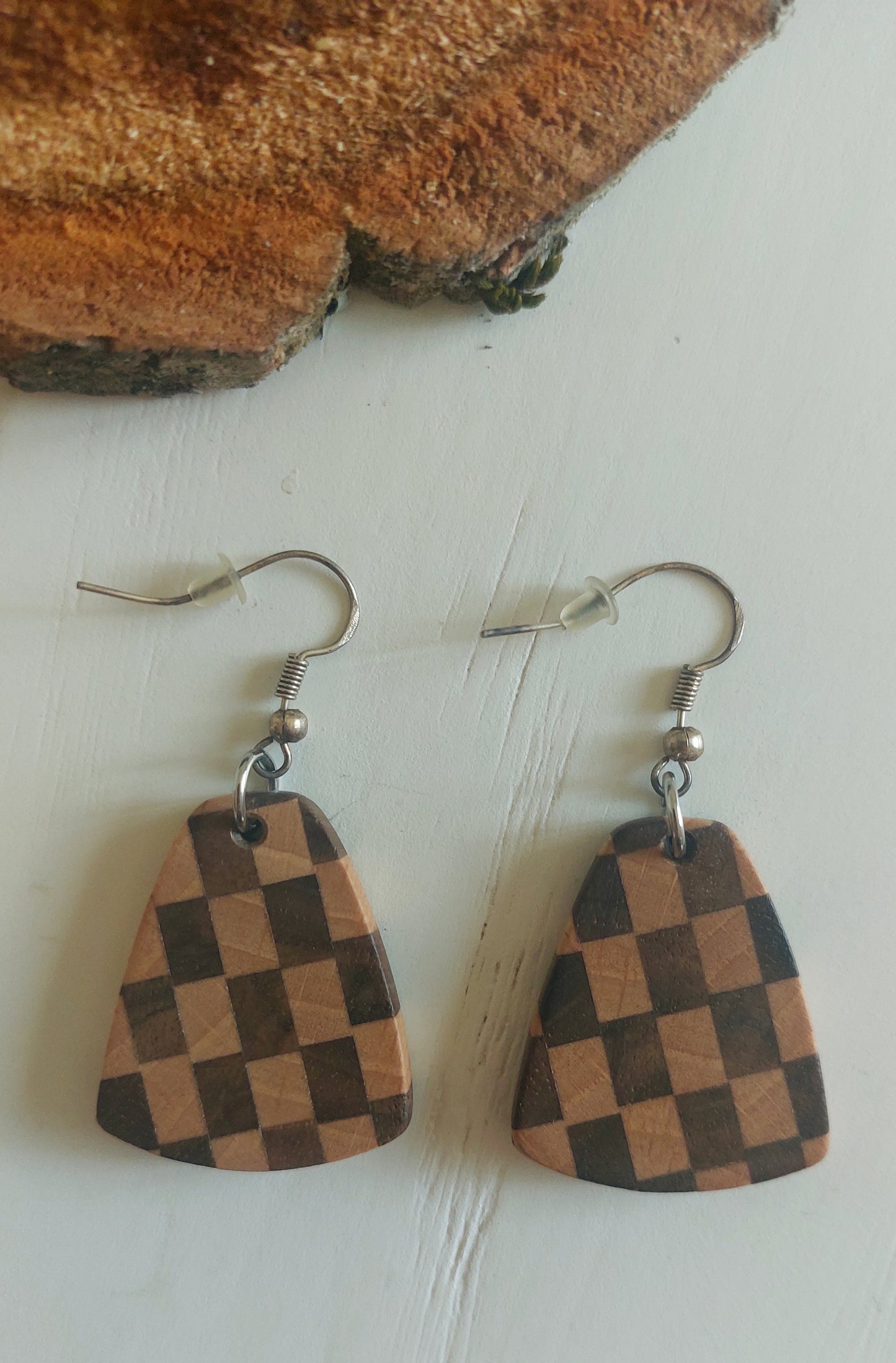 Boucles d'oreilles Damier - artisanat de Haute-Loire, Auvergne