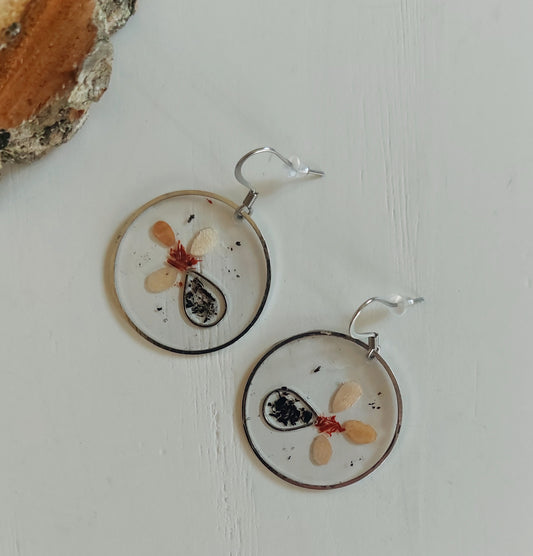 boucles d'oreilles artisanales en résine et essences de bois . Fabriquées en Auvergne ( Haute-Loire) par Au fil du Bois