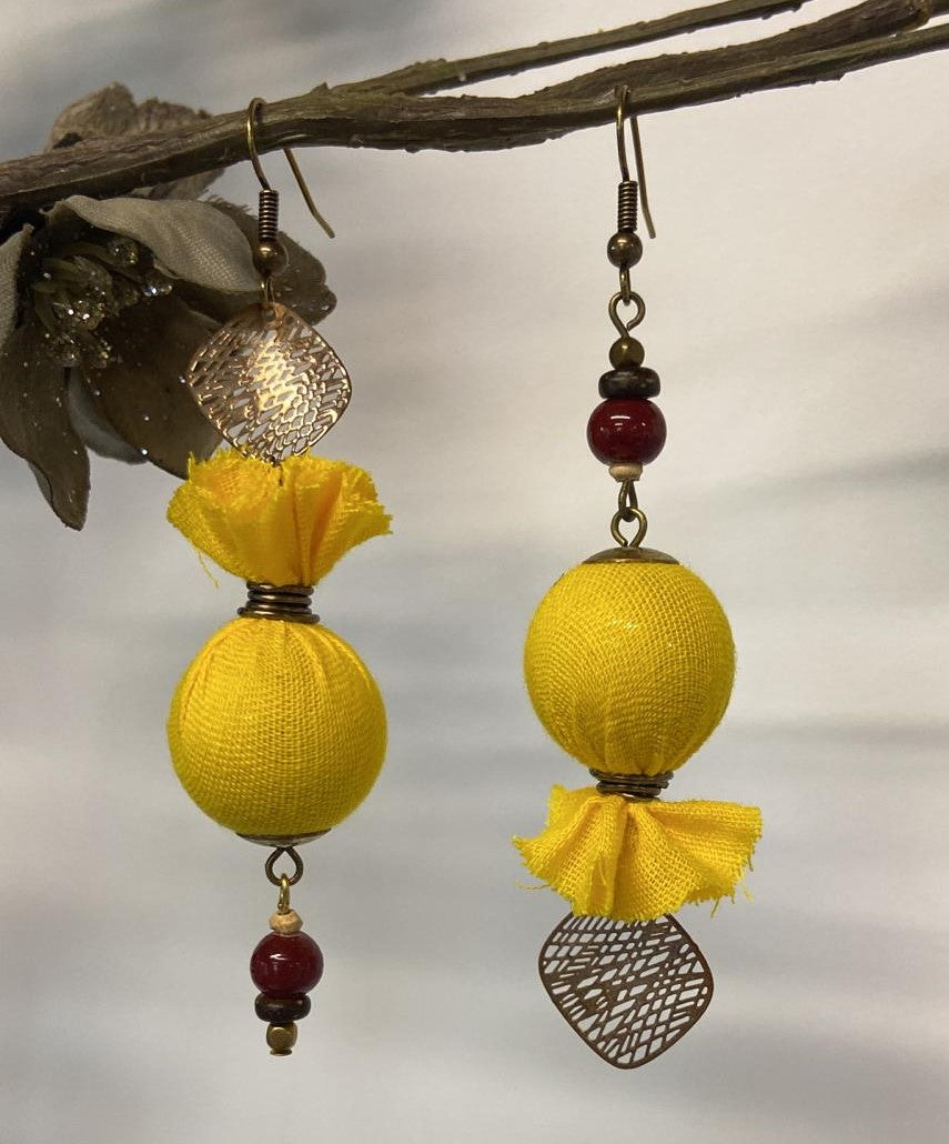 boucles d'oreilles fantaisie jaune flashy