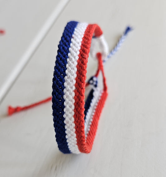 Bracelets brésiliens "Le Supporter Français" - couleurs bleu blanc rouge - bracelet fabriqué en France - tissé main - Bracelet porte-bonheur - Coupe du Monde Supporter France