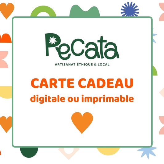 carte cadeau digitale ou imprimable PECATA - artisanat éthique et éco-responsable de Haute-Loire