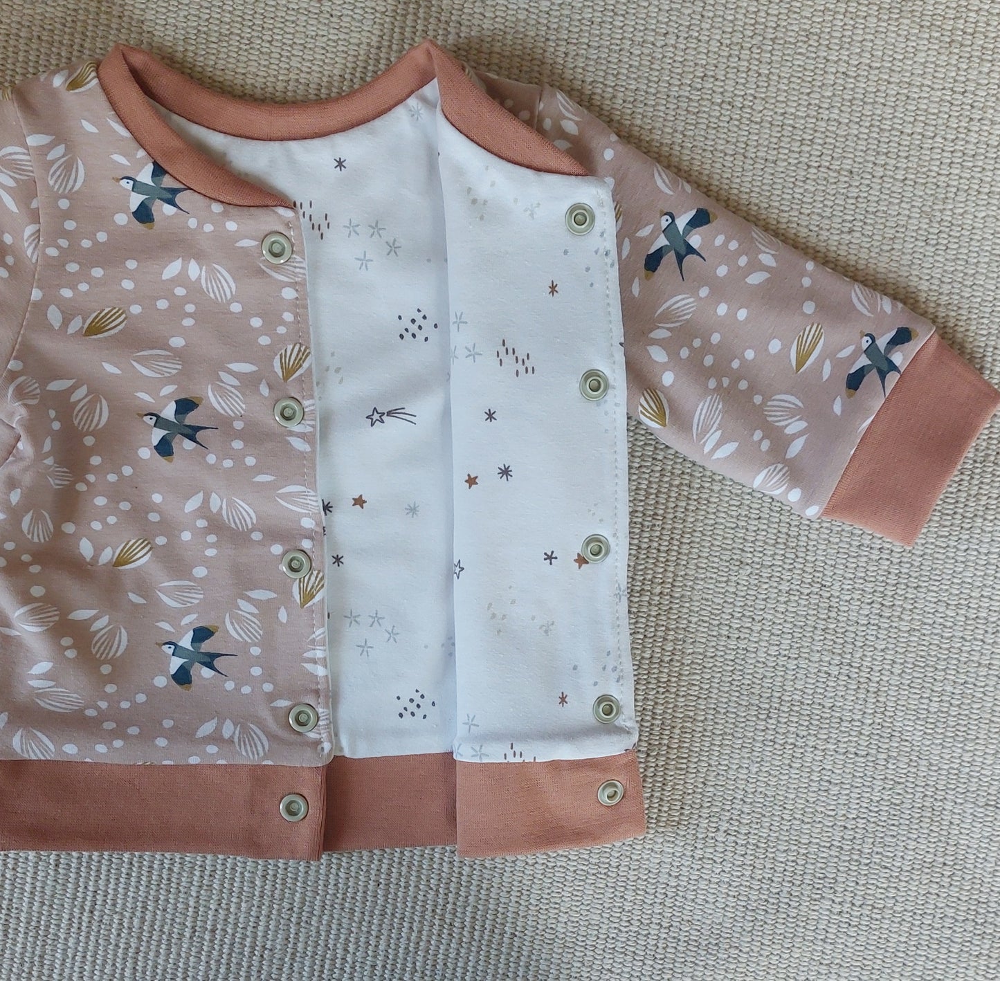 Gilet réversible 3 mois bébé coton jersey bio, fabrication française (Haute-Loire)