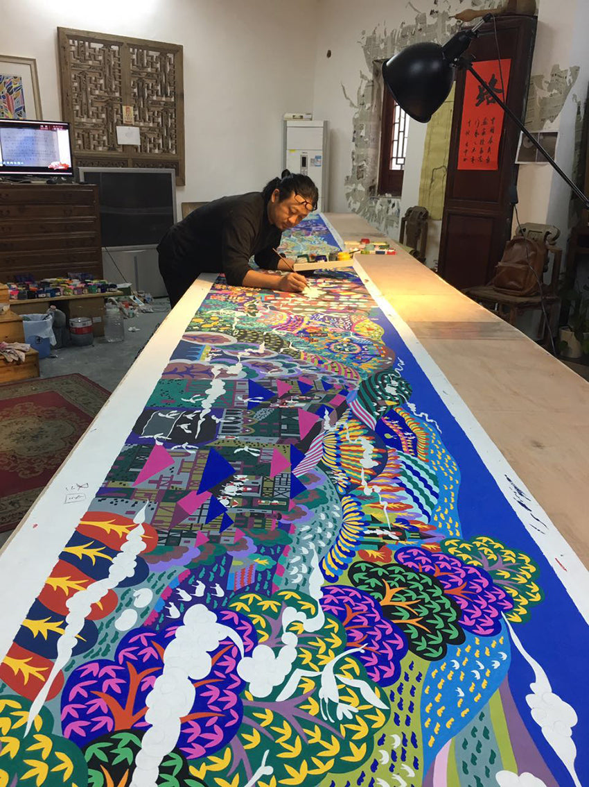 Wèn Lù - en chemin vers Compostelle Edition Chemins Croisés - artiste peintre - artiste peintre Lu Yongzhong - fresque 42 mètres