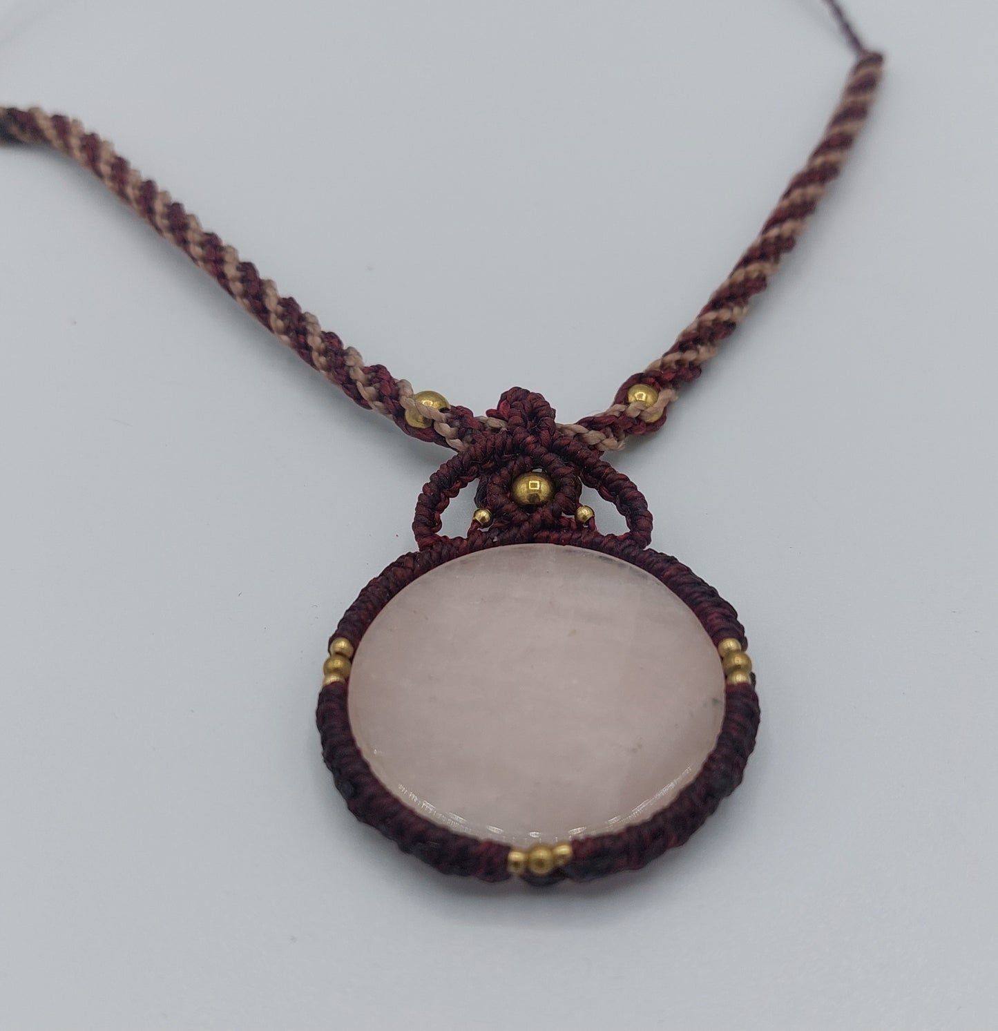 Collier en macramé - Quartz Rose