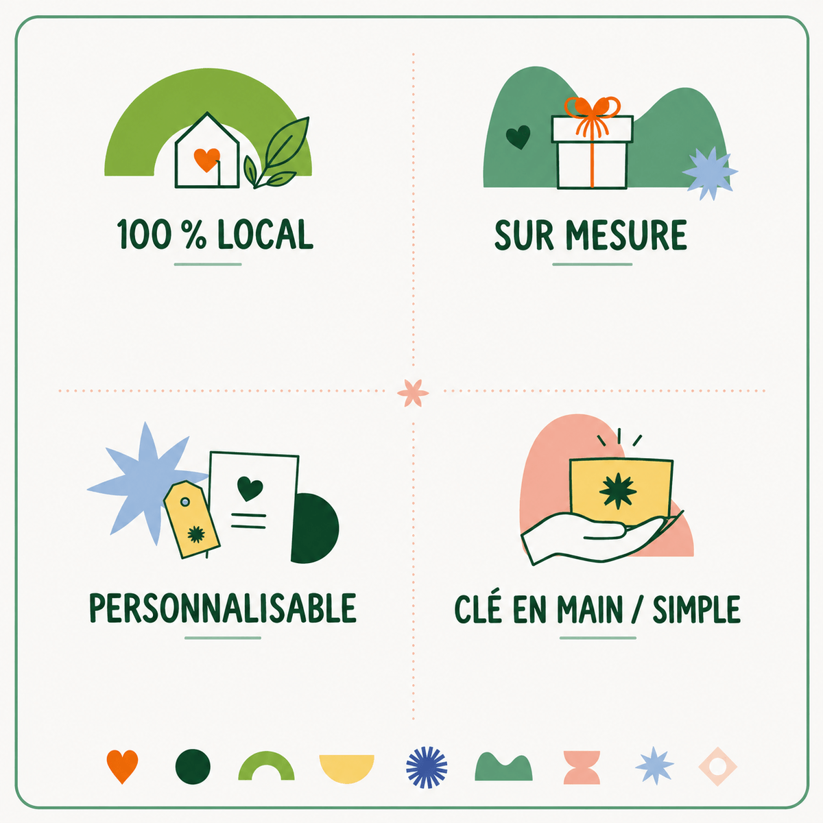 Pecata - Artisanat éthique et local -  Nos valeurs  : 100% local, coffrets cadeaux sur-mesure, personnalisables, clé en main.