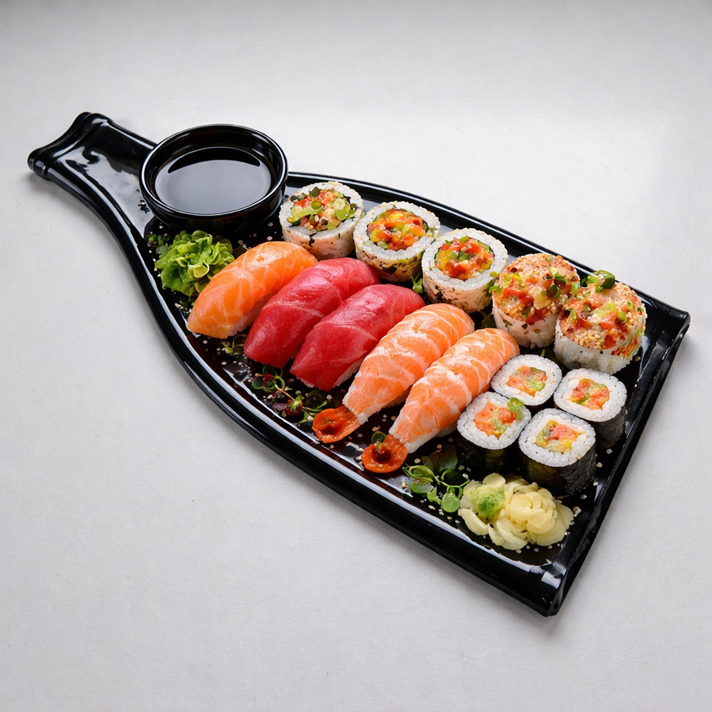 Planche apéro en verre upcyclé, design et responsable ! Fabriquée à partir de bouteilles en verre transformées artisanalement. Idéal plateau de présentation, dessous de plats ... couleur vert foncé - planche pour sushi  - assiette à dessert originale