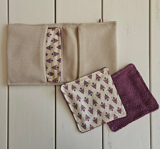 pochette de voyage avec lingettes - textile upcyclé - modèle unique