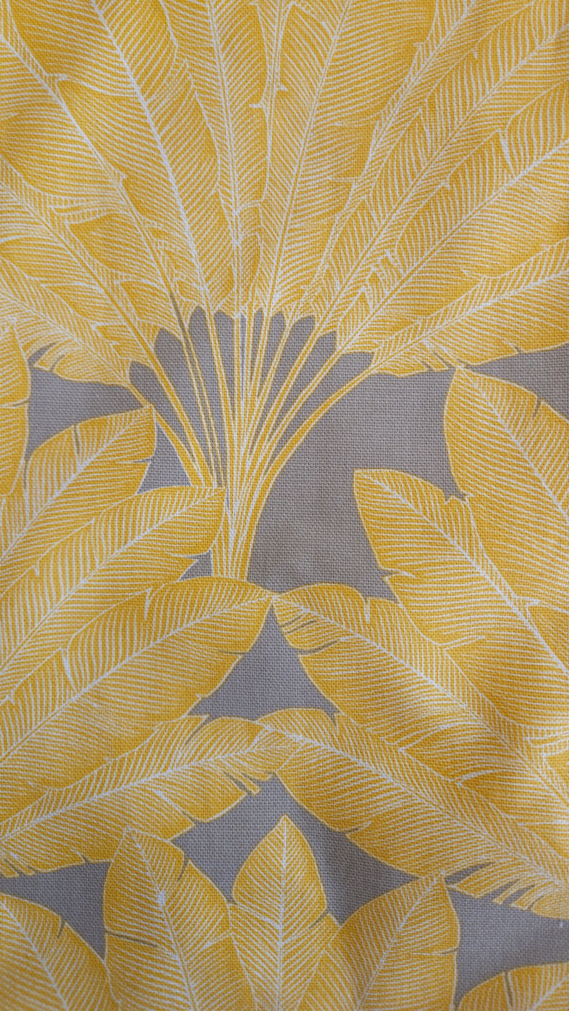 sac à tarte en textile recyclé haute qualité - modèle plumes - jaune et gris