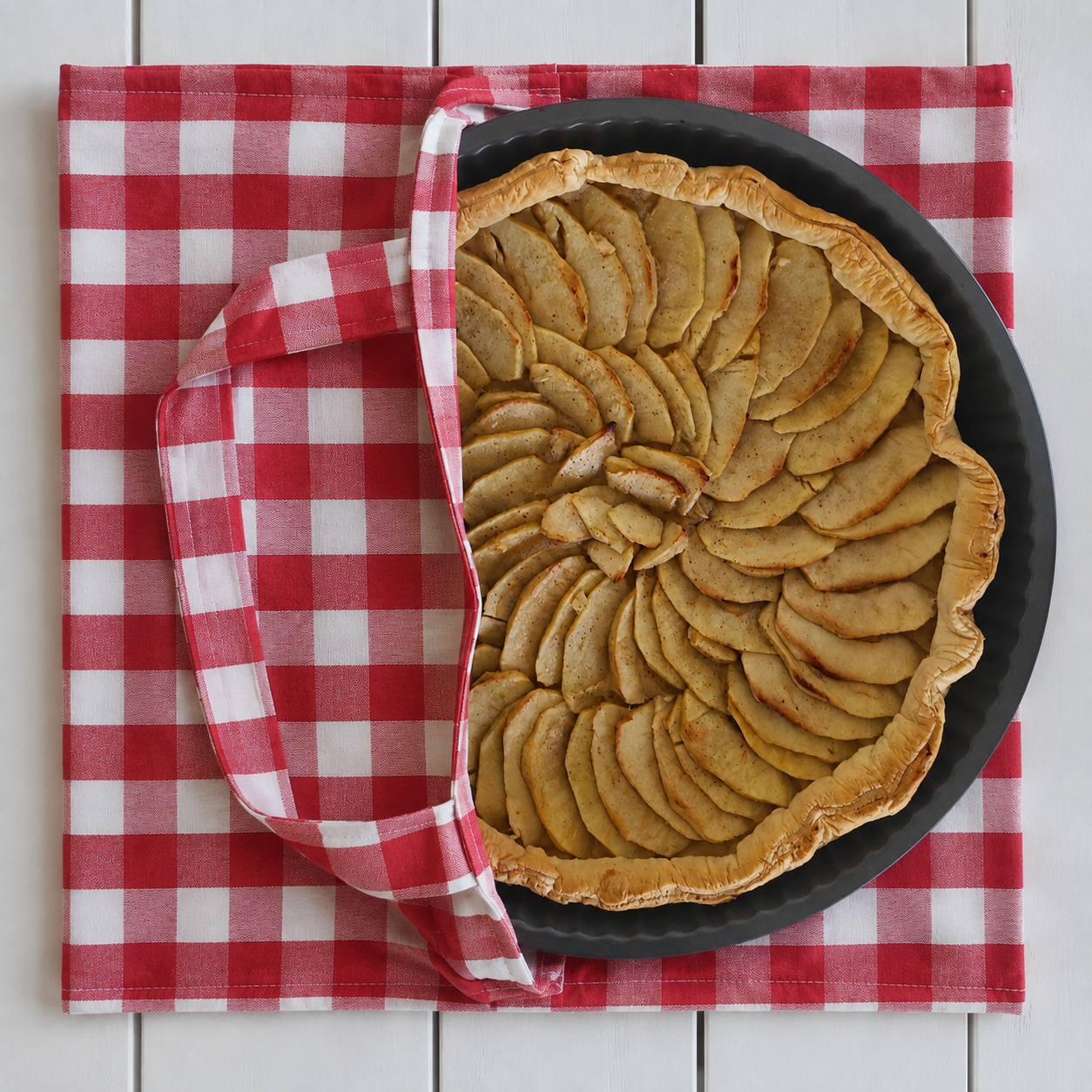 sac à tarte en tissu à carreau style vichy - fabrication française et solidaire - confectionné par l'Esat les Amis du Plateau en Haute-Loire.