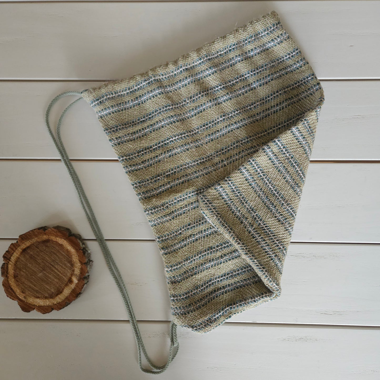 Sac portée épaule tissé main. Artisanat de Haute-Loire - Tissage 50% fils de chanvre, 35 % Coton, 15% Lin