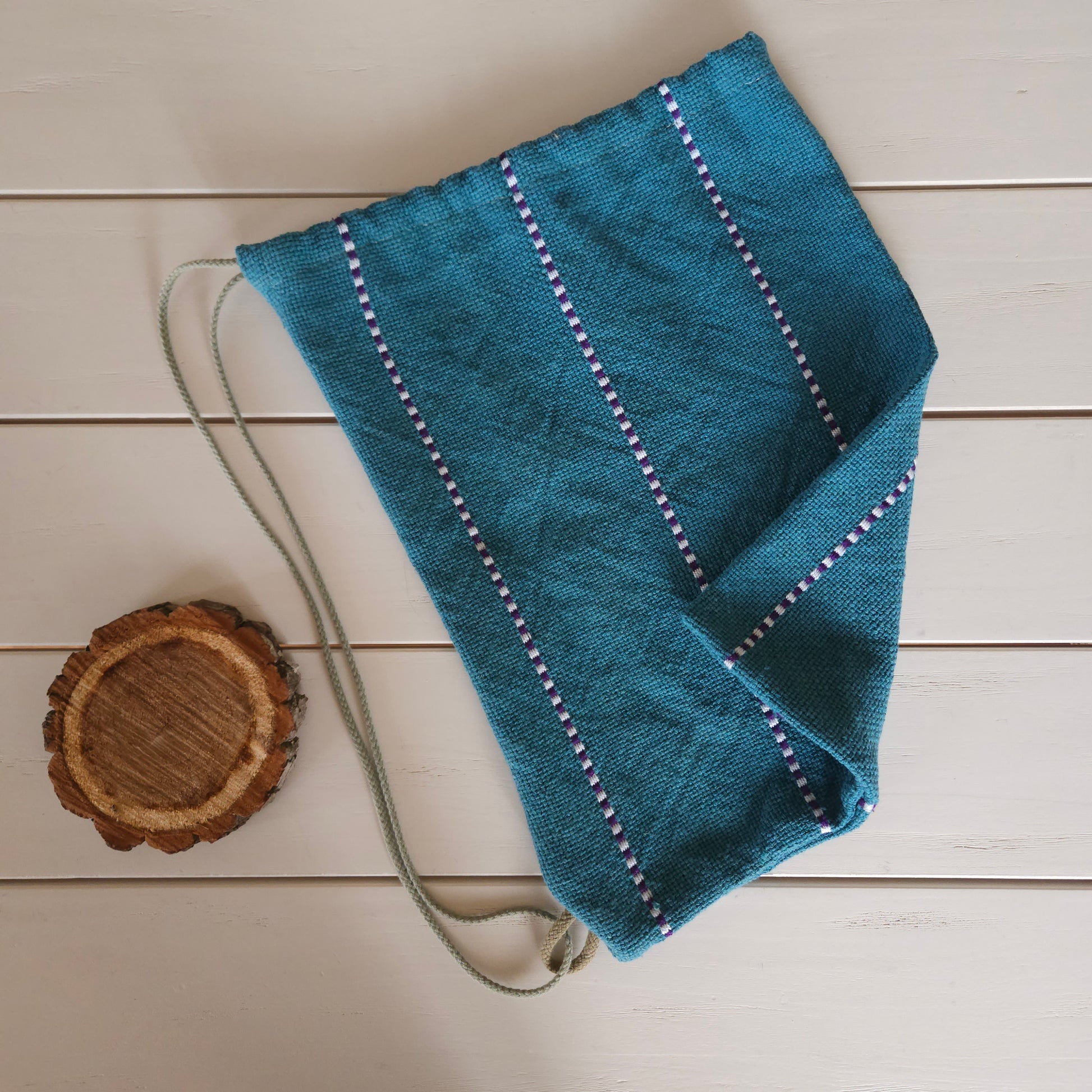 Sac épaule tissé main - Artisanat de Haute-Loire . composition : 65% coton, 35% in