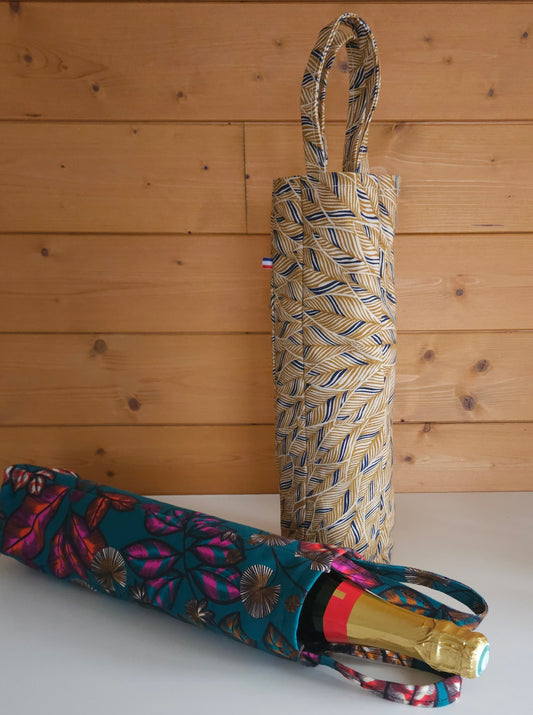 sac à bouteille en tissu upcyclé - haute qualité. accessoire cadeaux éco-responsable - artisanat Auvergne