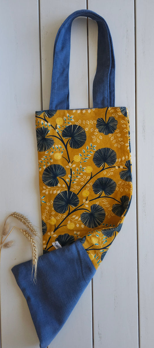 sac à pain fait-main réutilisable en tissus 100% coton. accessoire cuisine éco-responsable. Fabriqué en Auvergne (Haute-Loire)