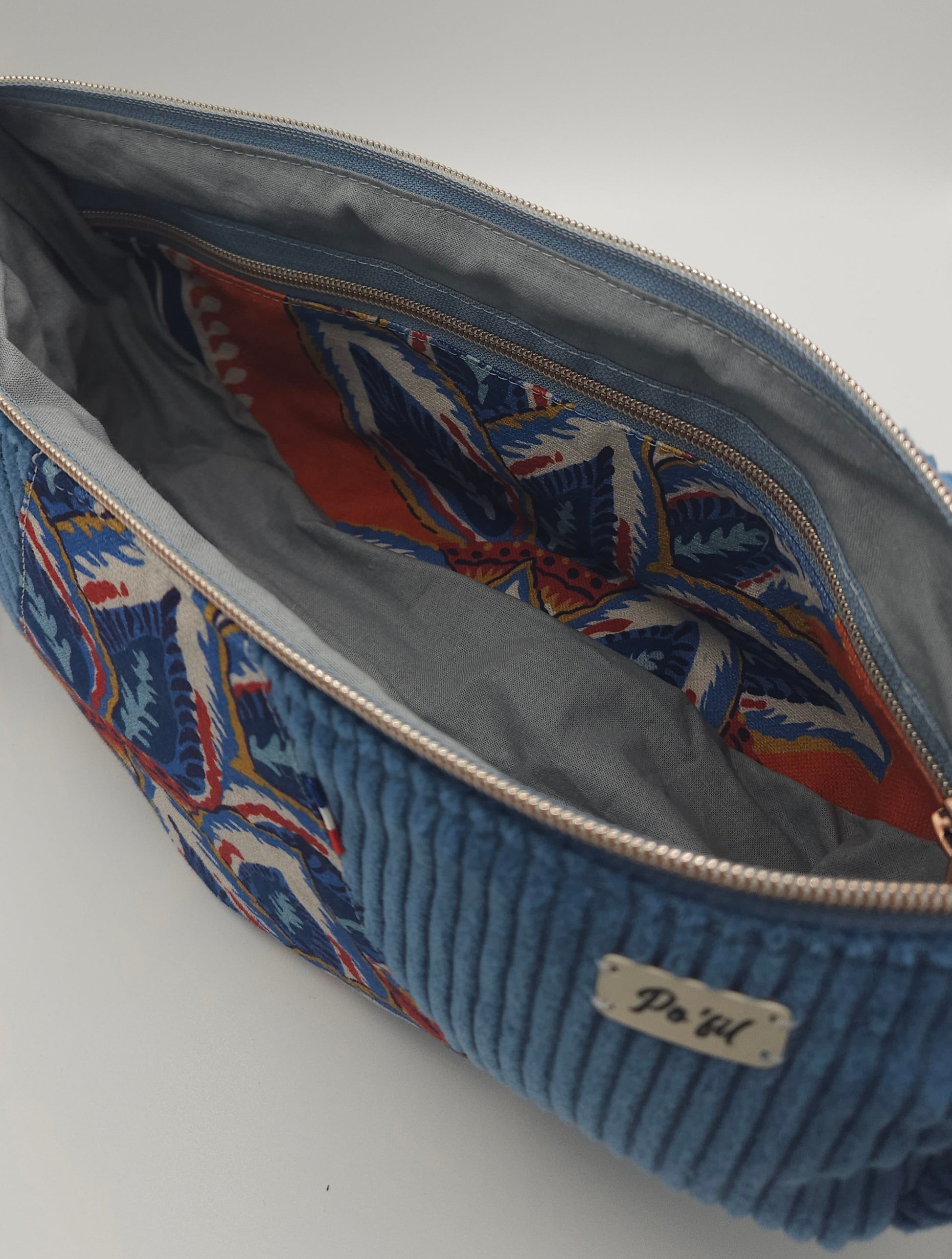 Sac bandoulière demi-lune en Velours - Po-Fil - artisanat éthique te local - Haute-Loire