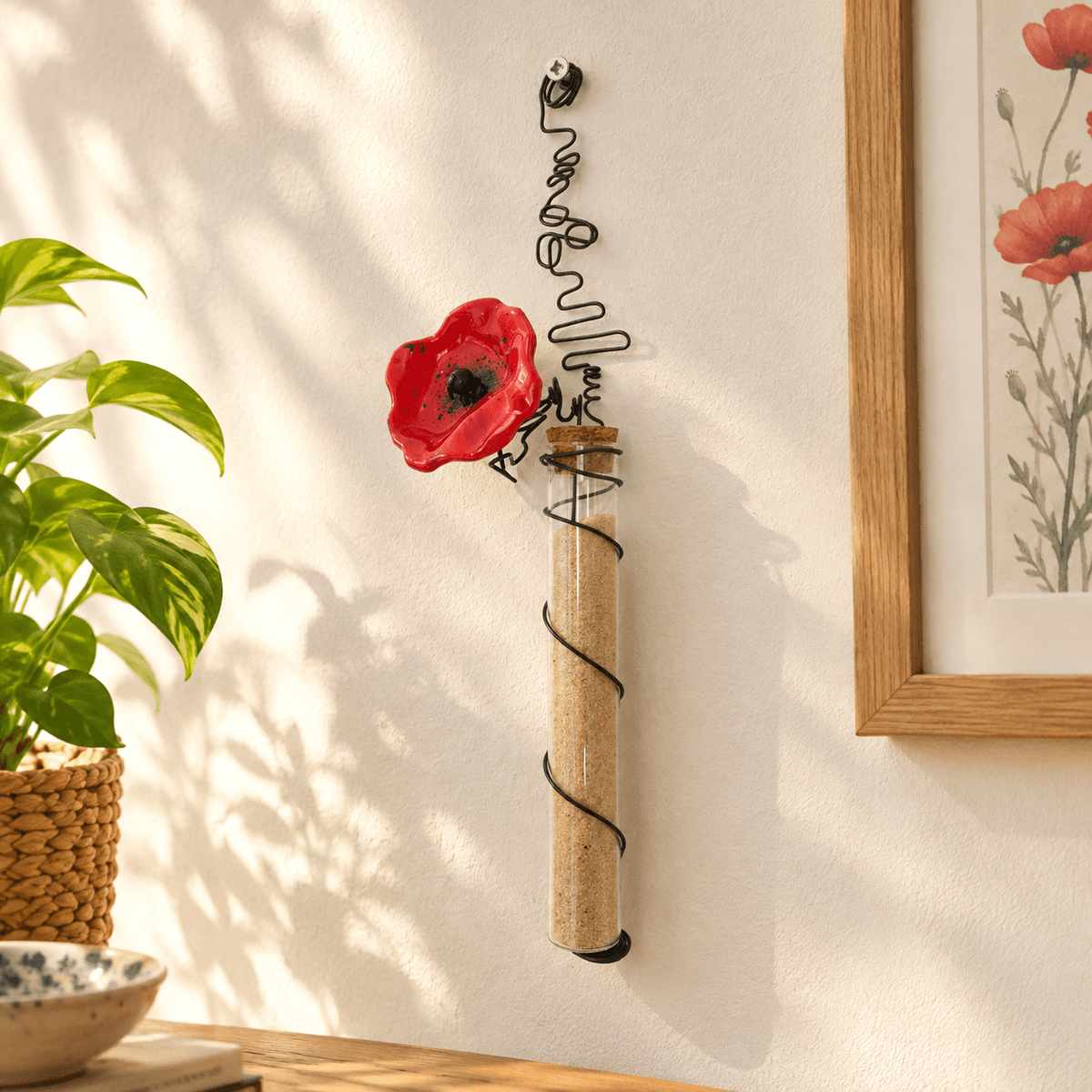 Vase suspendu Fleur de coquelicot en verre L'Art en Transparence