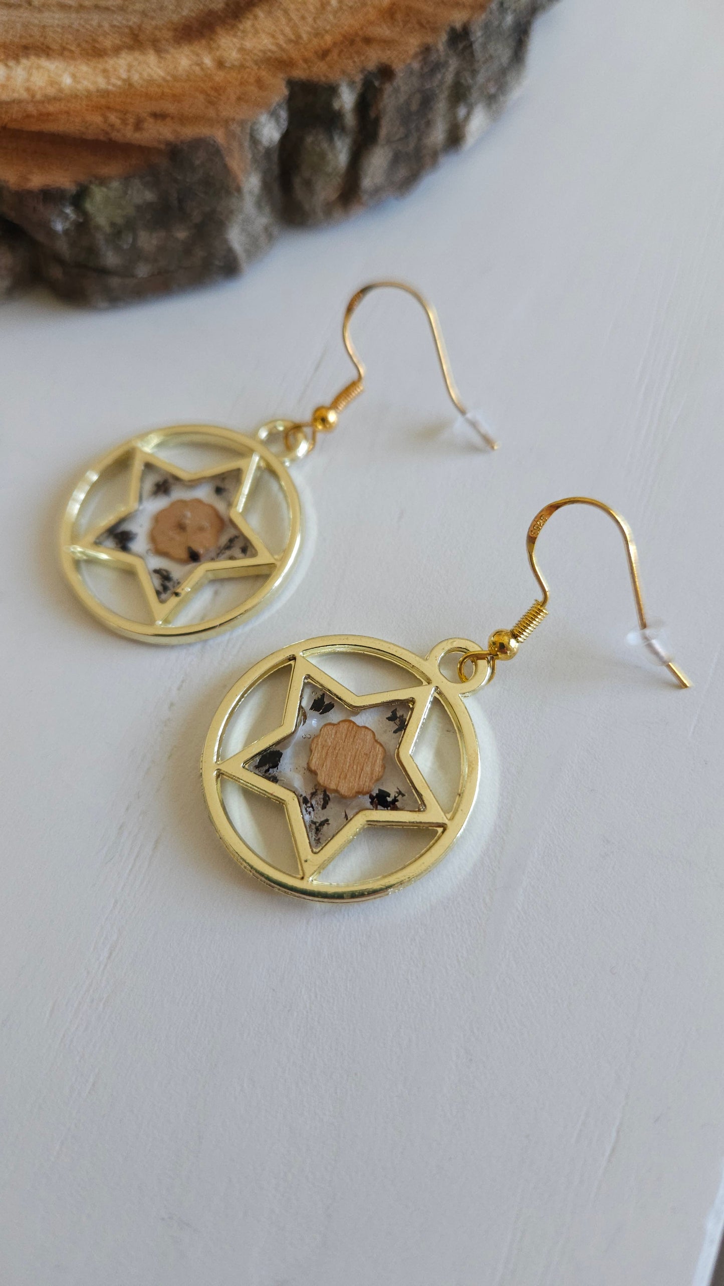 Boucles d'oreilles bois et résine Au fil du Bois