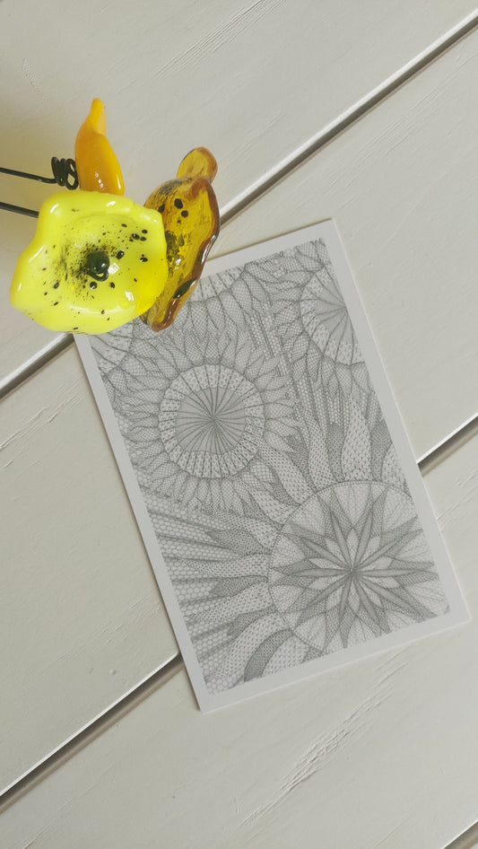 carte postale été  artiste Le dentelier - dessin dentelle