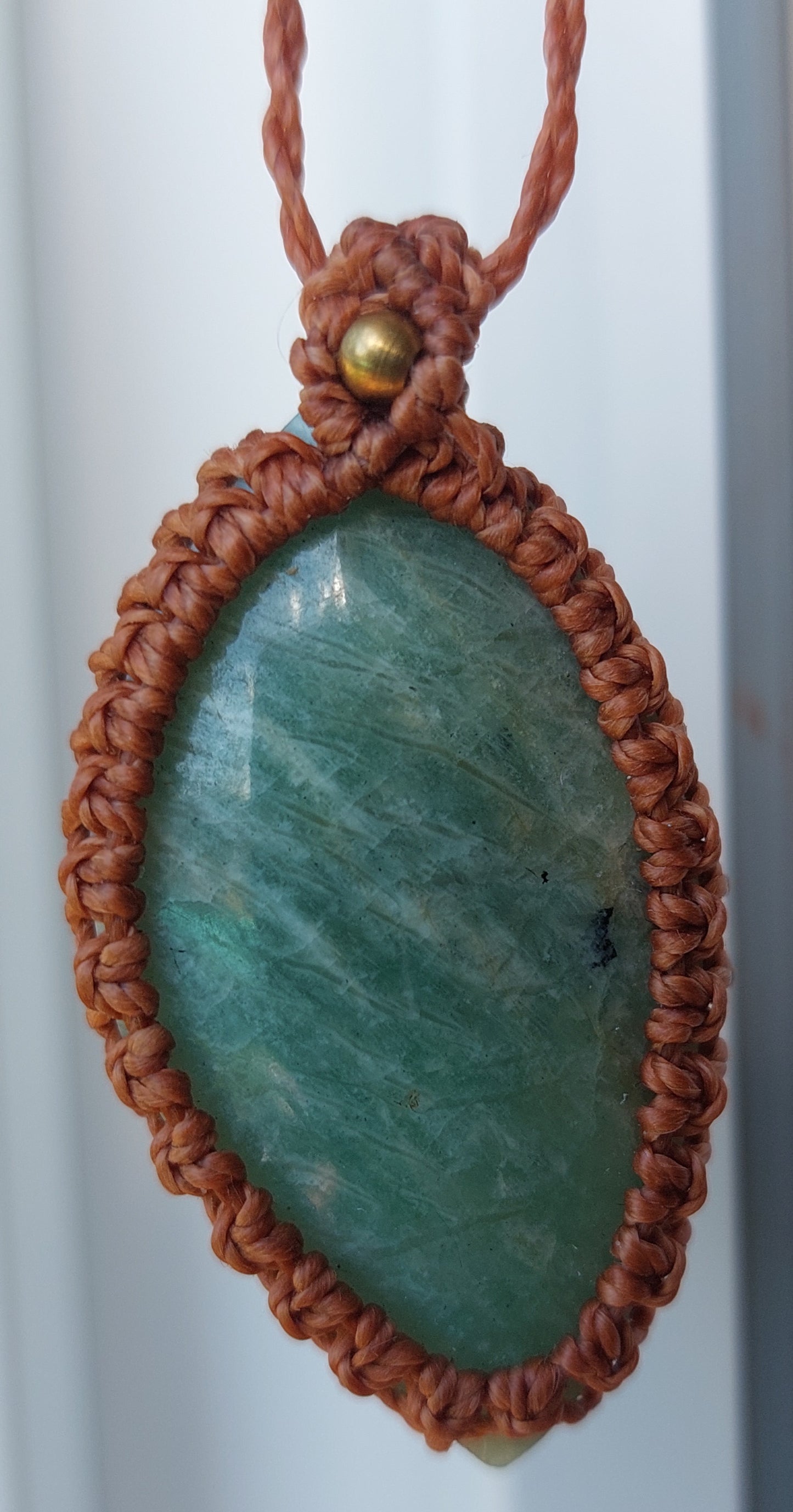 pendentif macramé et amazonite