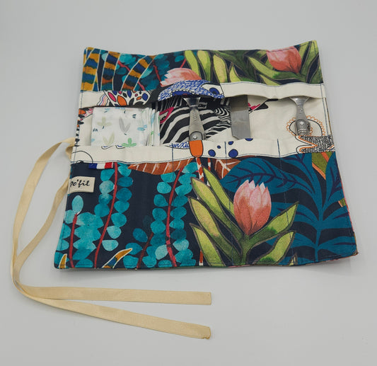 pochette à couverts -  Tissus coton enduit imperméable. modèle unique. fabrication artisanale et locale de Haute-Loire.