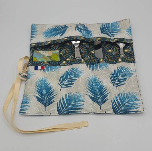 pochette à couverts -  Tissus coton enduit imperméable. modèle unique. fabrication artisanale et locale de Haute-Loire.