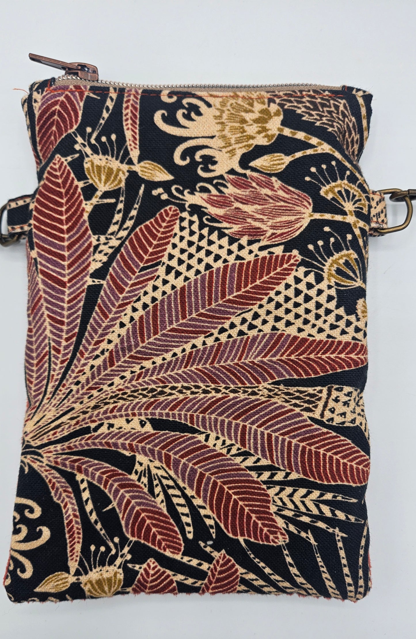 Pochette bandoulière pour téléphone - textile velours bi-matière - artisanat haute-loire