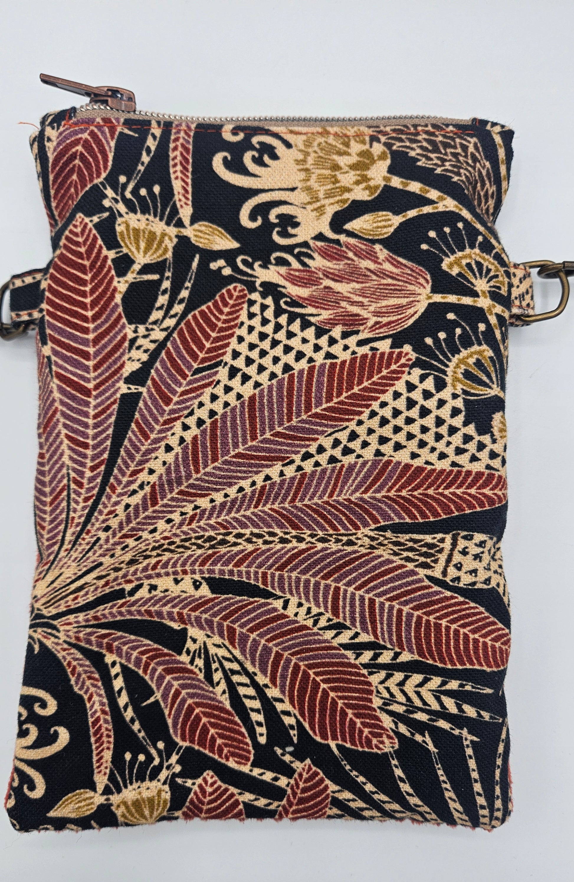 Pochette bandoulière pour téléphone - textile velours bi-matière - artisanat haute-loire