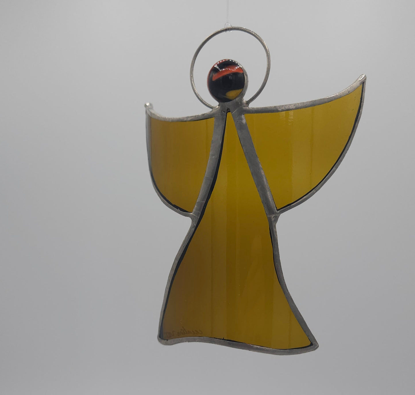 Ange de Noël  couleur bronze- suspension originale et artisanale - fabriquée à partir de verre recyclé.  